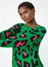 Roman Green Leopard Print Knitted Jumper Dress - 22 Image 4