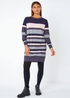 Roman Navy Stripe Print Knitted Jumper Dress - Size 22 Image 2