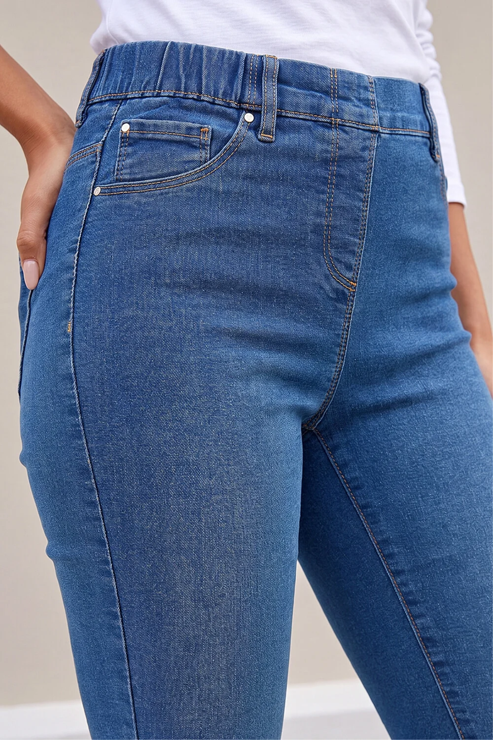 Roman Denim Elastic Waist 31" Denim Stretch Jegging - 16 Image 4