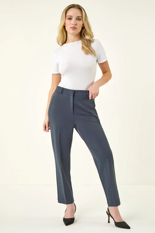 Roman Dark Grey Short Straight Leg Stretch Trouser - 6 Image 1