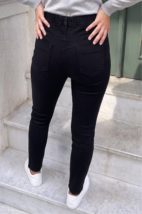 Roman Black Elastic Waist 31" Denim Stretch Jegging - 16 Image 3