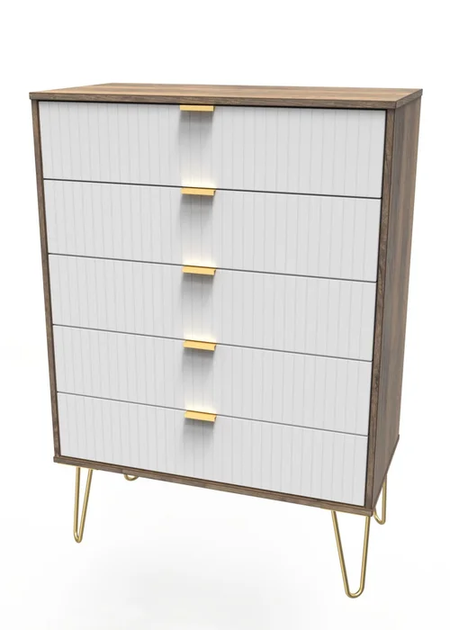 Ready Assembled Lisbon 5 Drawer Chest - One Size Image 2