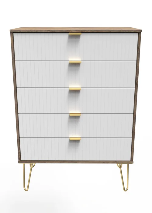 Ready Assembled Lisbon 5 Drawer Chest - One Size Image 1