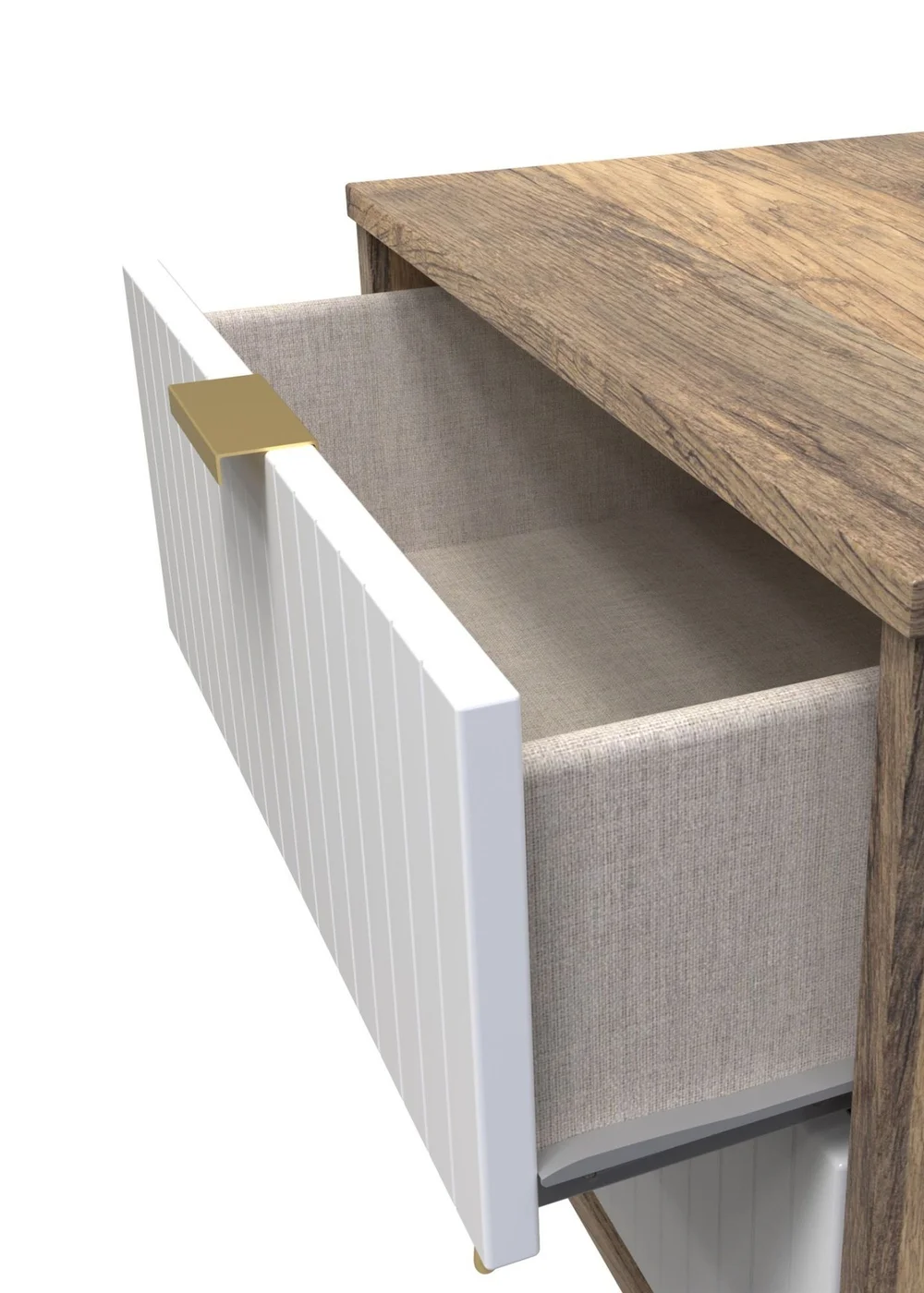 Ready Assembled Lisbon 2 Drawer Bedside Cabinet - One Size Image 4