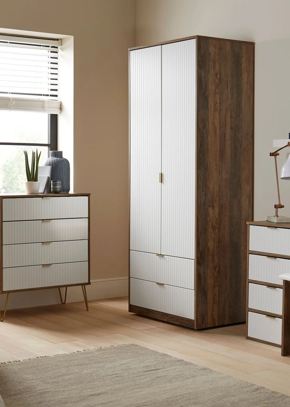 Ready Assembled Lisbon 2 Drawer Bedside Cabinet - One Size Image 5