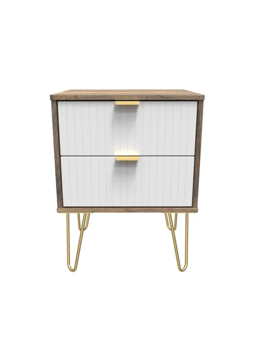 Ready Assembled Lisbon 2 Drawer Bedside Cabinet - One Size Image 1