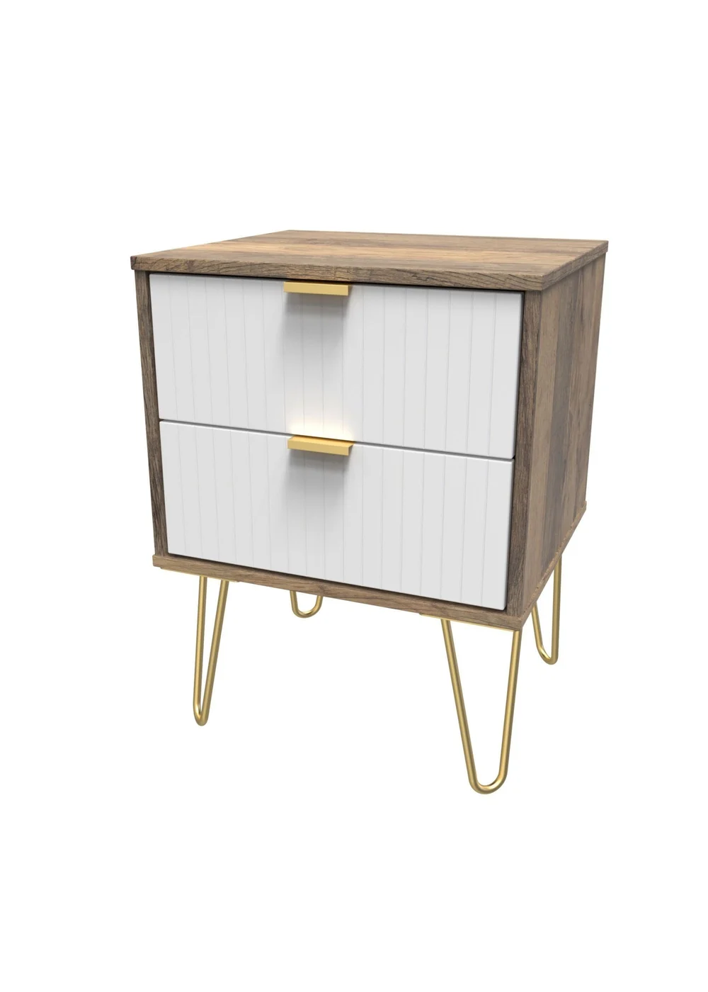 Ready Assembled Lisbon 2 Drawer Bedside Cabinet - One Size Image 2