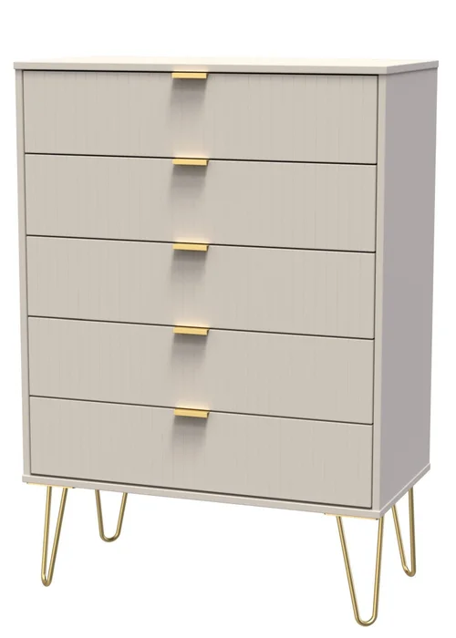 Ready Assembled Lisbon 5 Drawer Chest - One Size Image 2