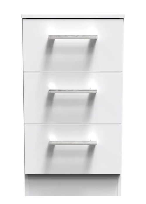 Ready Assembled Bari 3 Drawer Bedside Cabinet - One Size Image 1