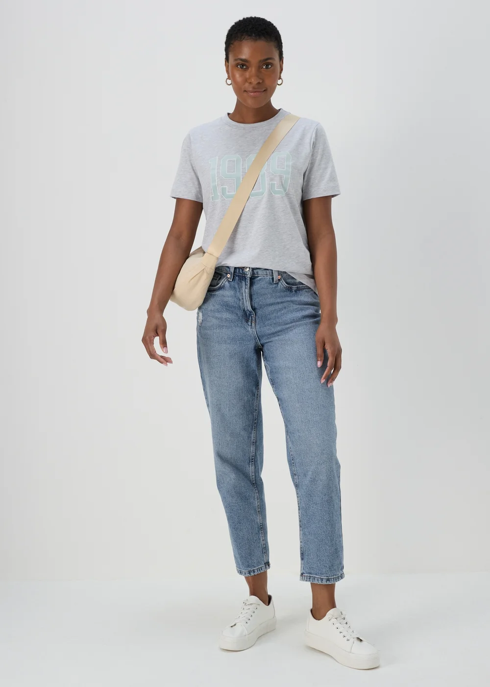 Grey Marl 1989 Slogan T-Shirt - Size 8 Image 4