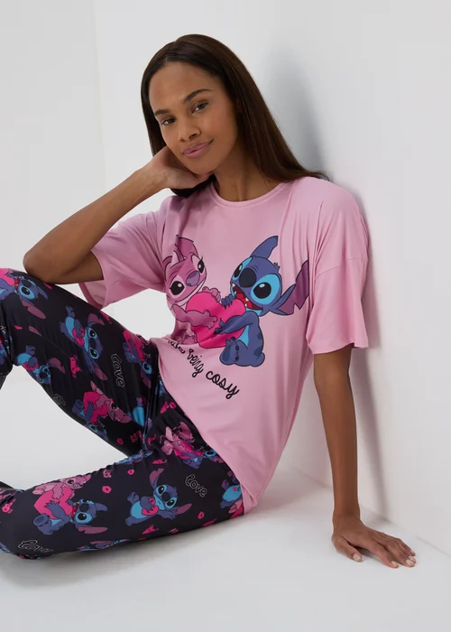 Disney Pink Lilo & Stitch Pyjama Set - Extra small Image 1
