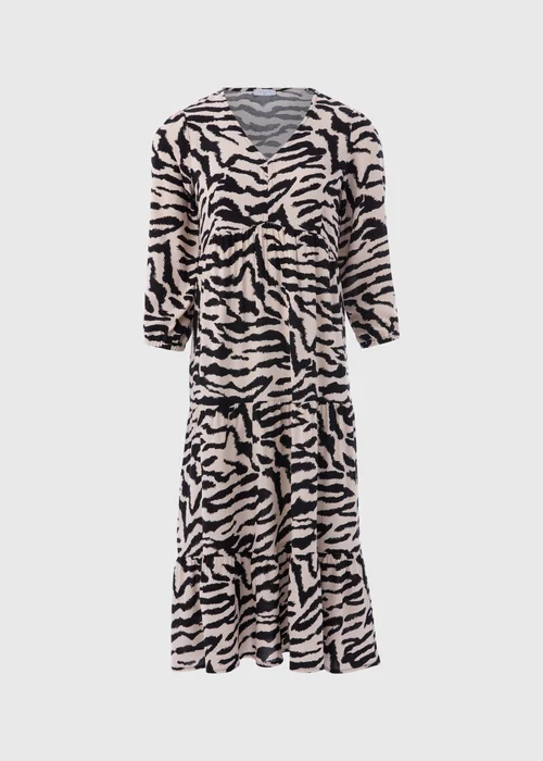 Black Animal Print Mono Tiered Midi Dress - 8 Image 5