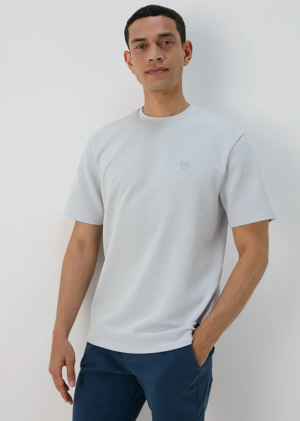 Lincoln Light Blue Grid Texture T-Shirt - S Image 3