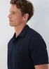 Navy Textured Polo Shirt - S Image 3