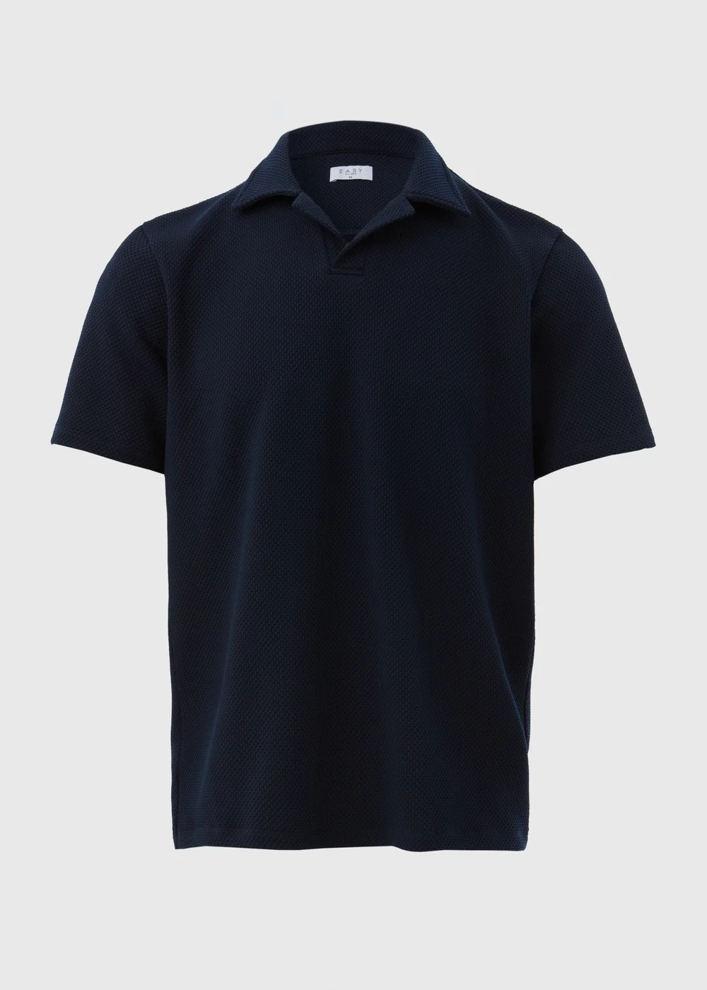 Navy Textured Polo Shirt - S Image 5