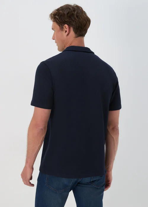 Navy Textured Polo Shirt - S Image 2