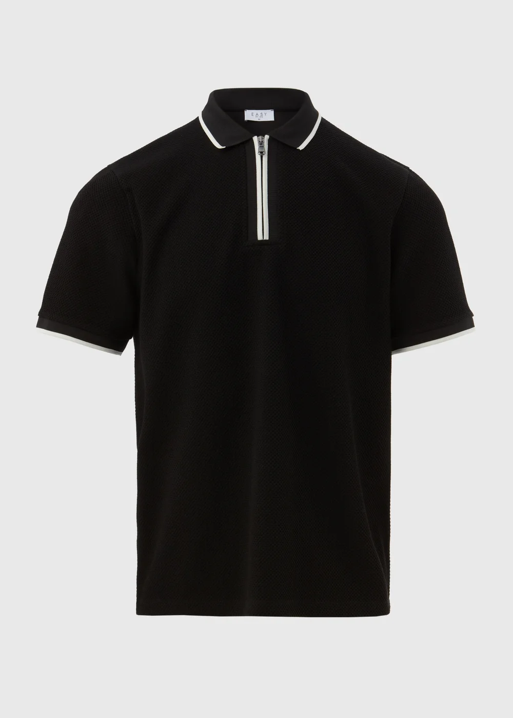 Black Textured Tipped Polo - S Image 5