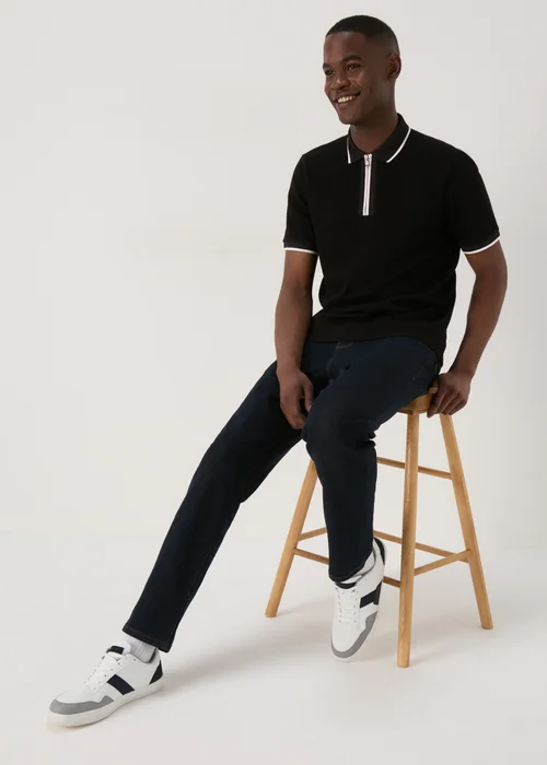 Black Textured Tipped Polo - S Image 4