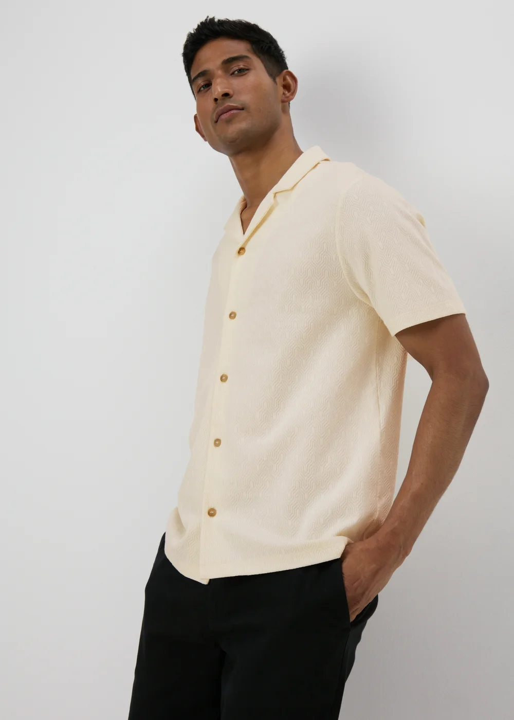 Ecru Crochet Textured Shirt - S Image 1