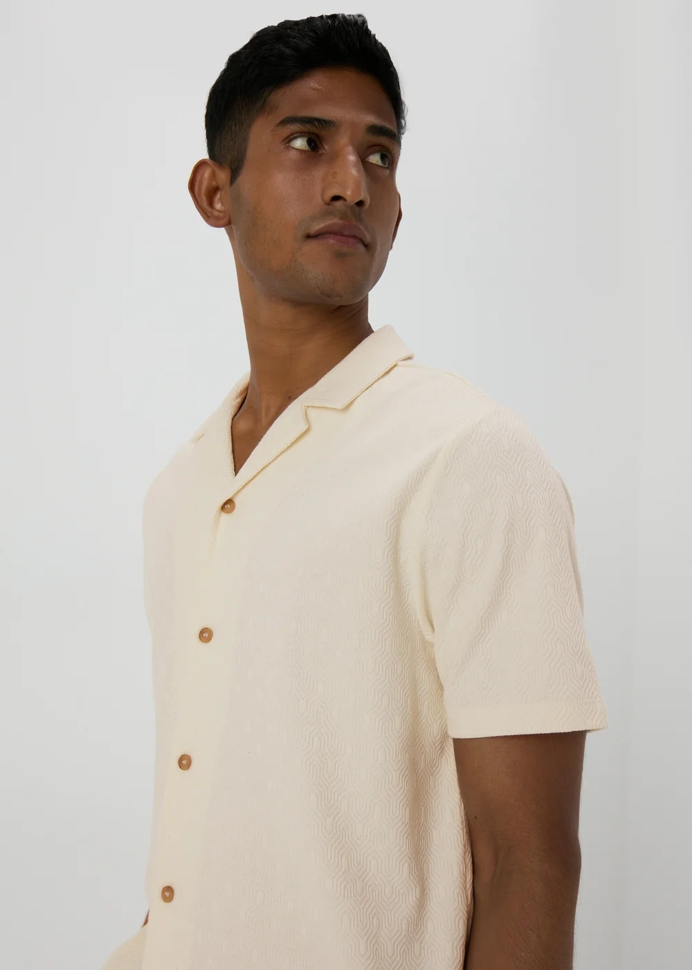Ecru Crochet Textured Shirt - S Image 3
