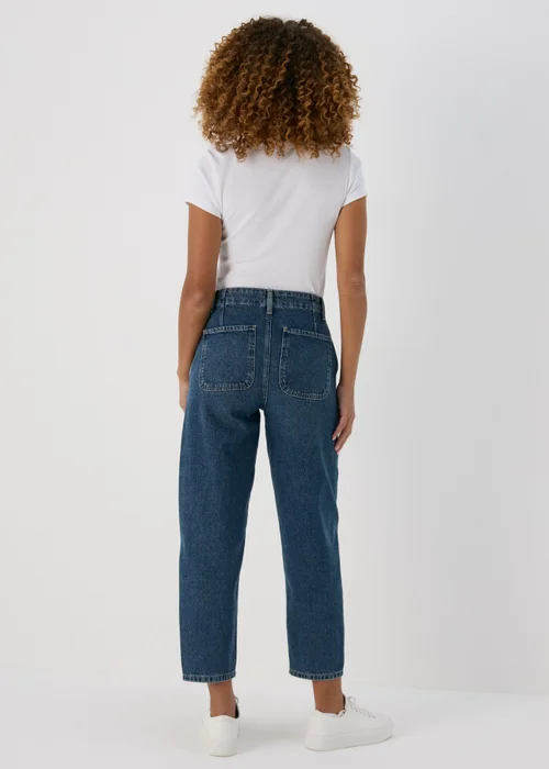 Mid Wash Barrel Leg Mom Jeans - 8 Image 2