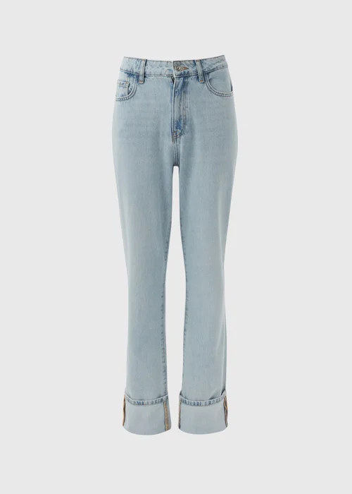 Light Wash Turn Up Jeans - Size 8 Image 5