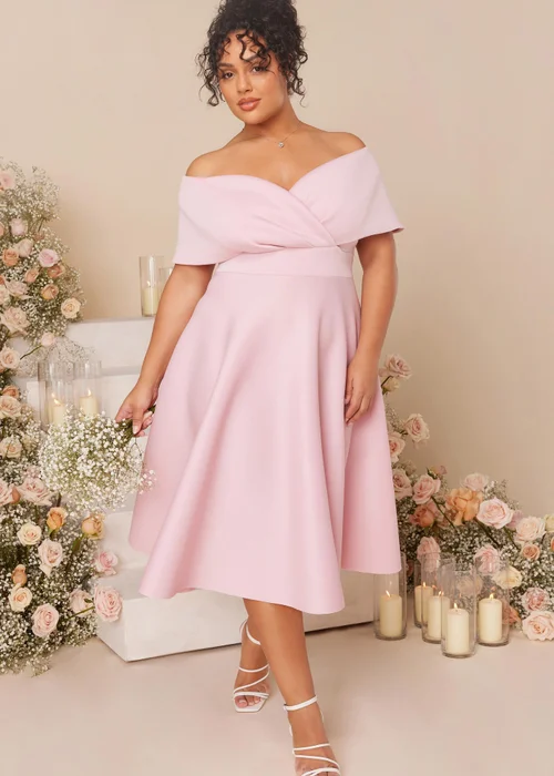 Quiz Pink Curve Midi Skater Dress - 16 | Matalan Quiz Pink Curve Midi Skater Dress - 16 | Matalan