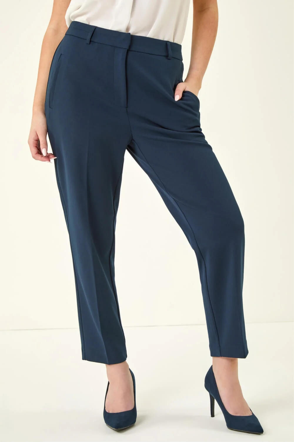 Roman Navy Short Straight Leg Stretch Trouser - 16 Image 4