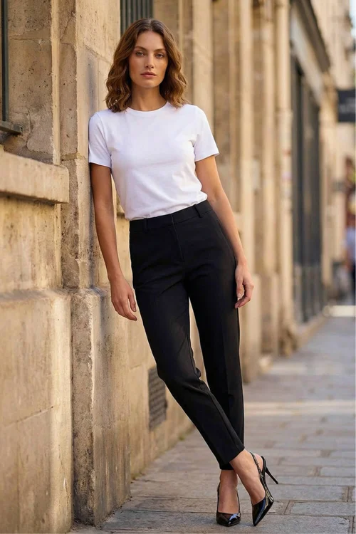 Roman Black Short Straight Leg Stretch Trouser - 14 Image 4