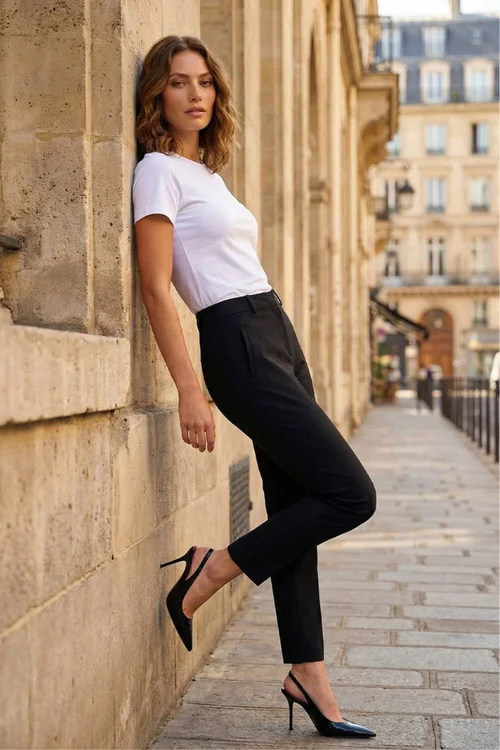 Roman Black Short Straight Leg Stretch Trouser - 14 Image 1
