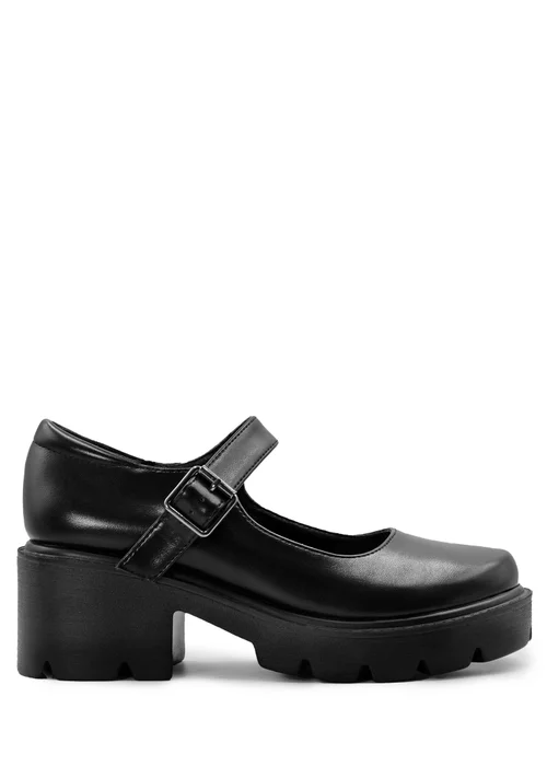 Where's That From Black Pu Rylee Chunky Platform Retro Loafers - 3 Image 1