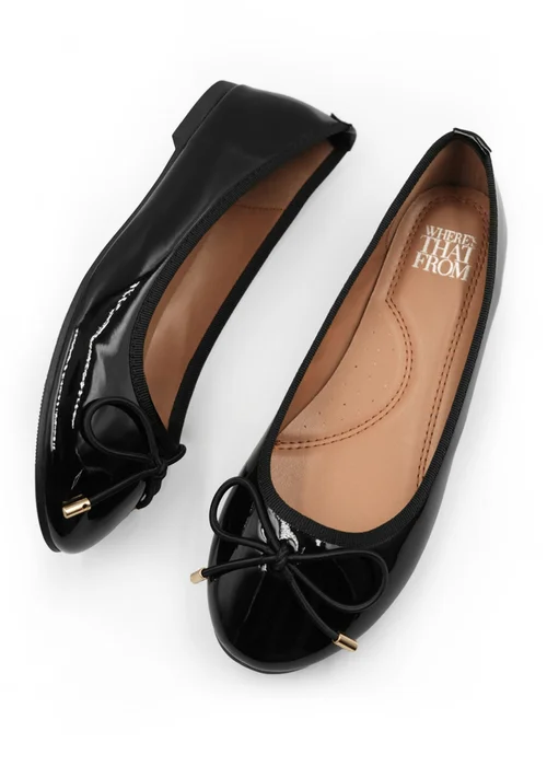 Where's That From Black Patent Bexley Slip On Flat Pumps - Size 5 Image 2
