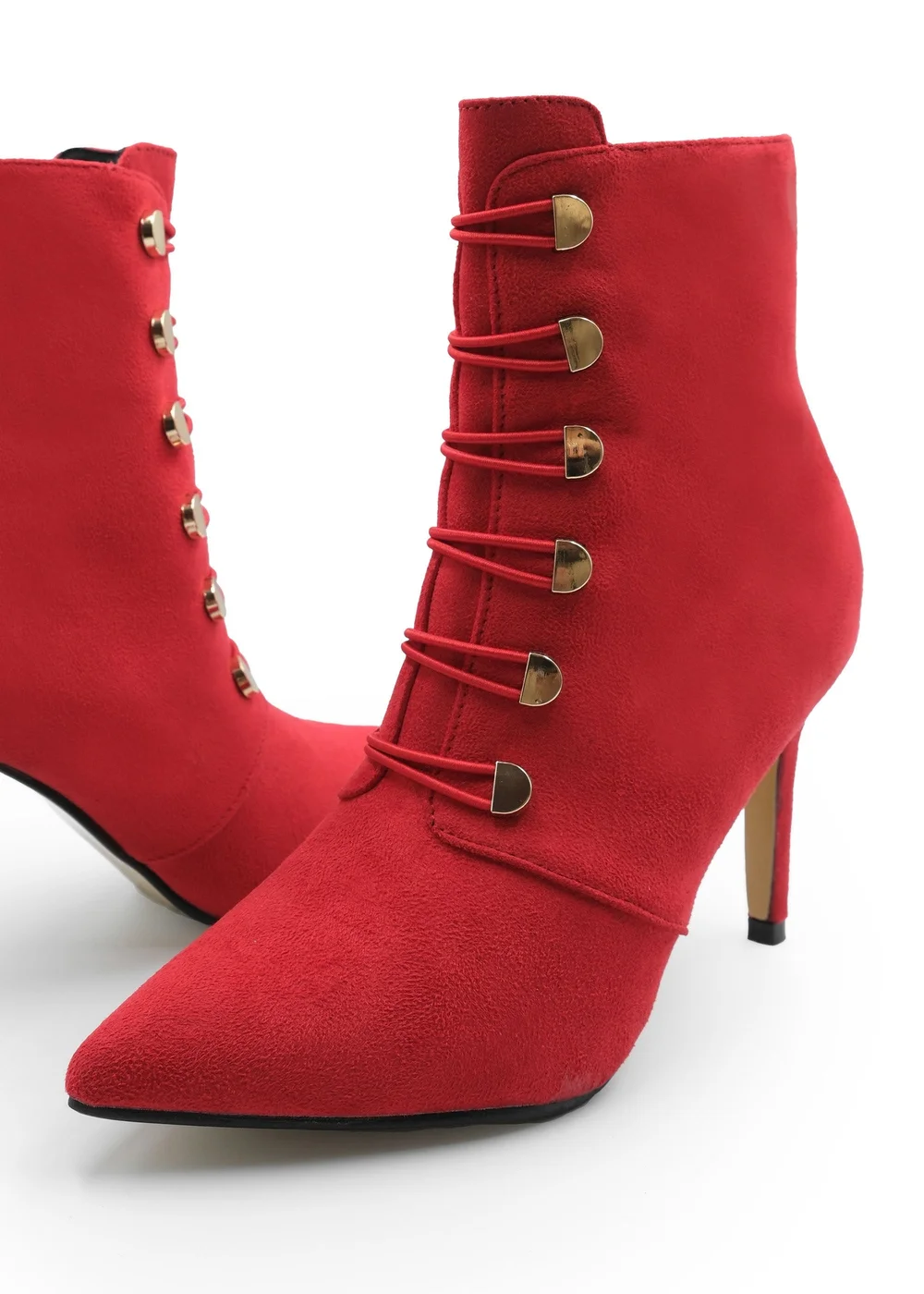 Where's That From Red Faux Suede Blythe Pointed Toe Ankle Boots - 4 Image 2