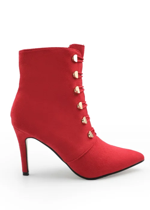 Where's That From Red Faux Suede Blythe Pointed Toe Ankle Boots - 4 Image 1