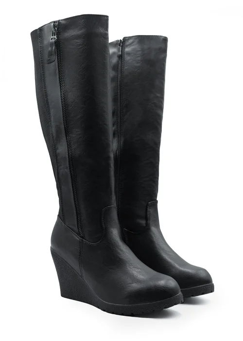 Where's That From Black Pu Lara Mid Calf Boots - Size 8 Image 2