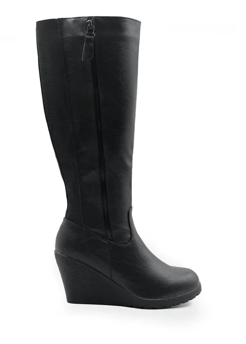 Where's That From Black Pu Lara Mid Calf Boots - Size 8 Image 1