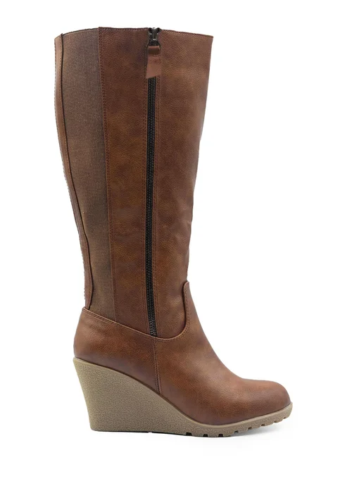 Where's That From Brown Pu Lara Mid Calf Boots - Size 7 Image 1