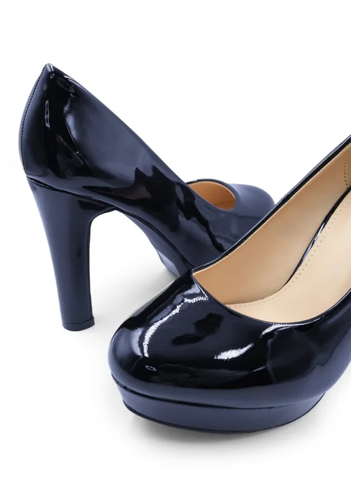 Where's That From Navy Blue Patent Alvina Platform Block Heels - Size 5 Image 2