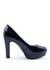 Where's That From Navy Blue Patent Alvina Platform Block Heels - Size 5 Image 1