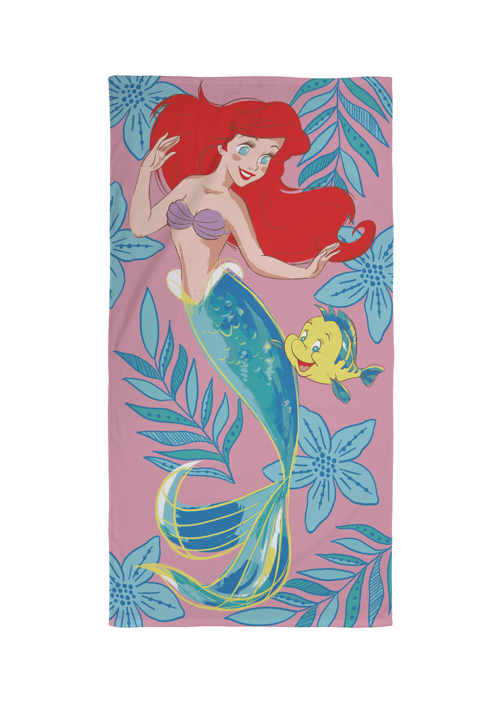Disney Princess Flowen Fun with Flounder Towel - One Size Image 1