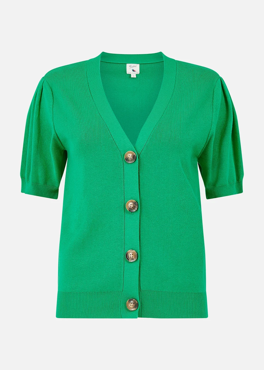 Yumi Green Short Sleeve Knitted Cardigan - S Image 4