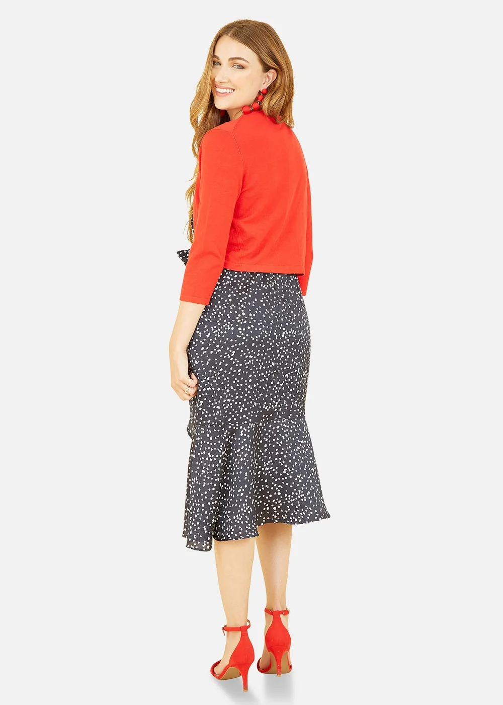 Yumi Red Knitted Curve Bolero - S Image 3