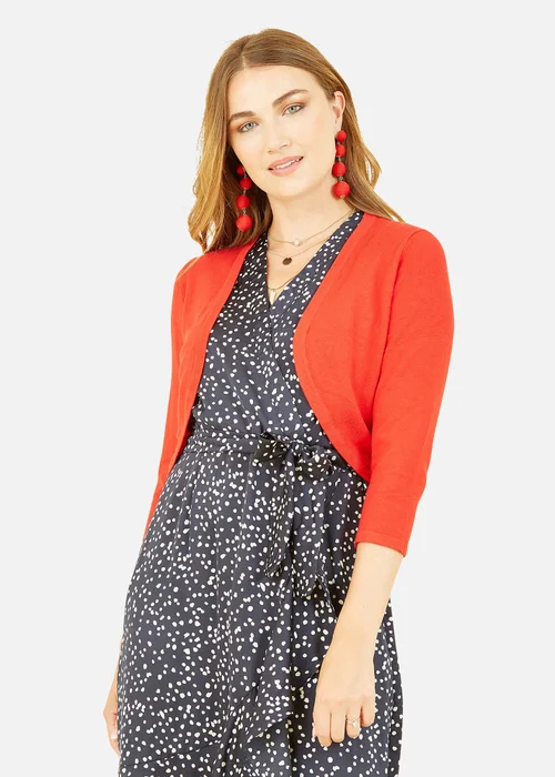 Yumi Red Knitted Curve Bolero - S Image 1