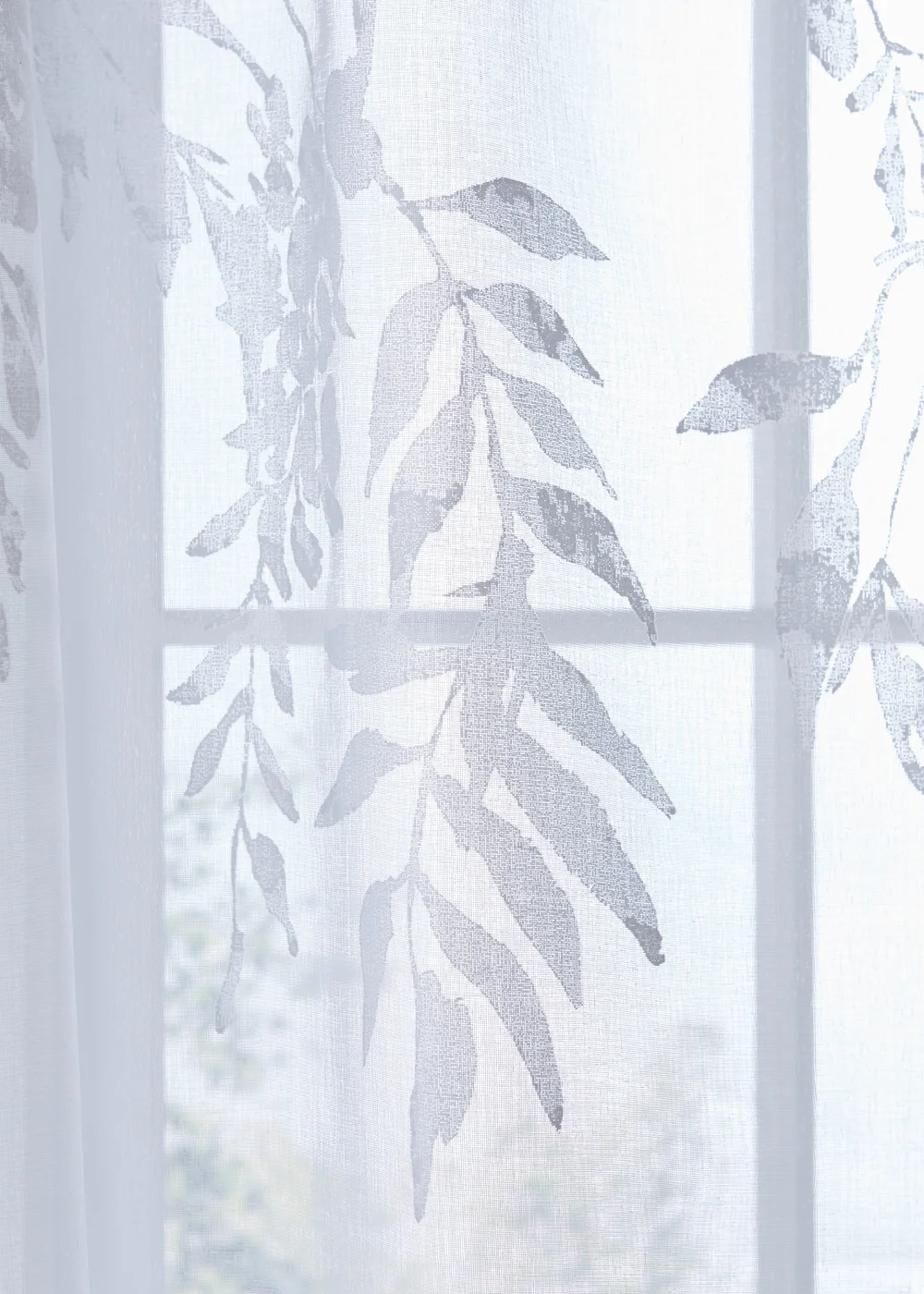 Catherine Lansfield Wisteria Floral Slot Top Voile Curtain Panel - 55W X 48D (140x122cm) Image 3