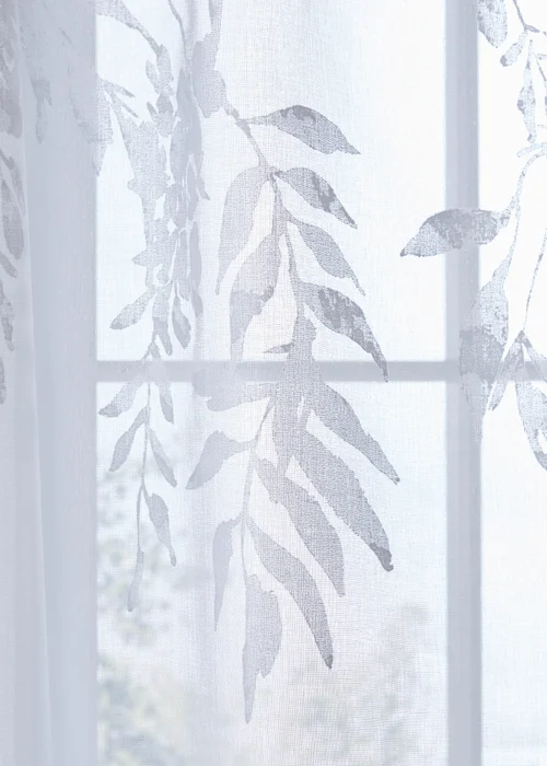 Catherine Lansfield Wisteria Floral Slot Top Voile Curtain Panel - 55W X 48D (140x122cm) Image 3