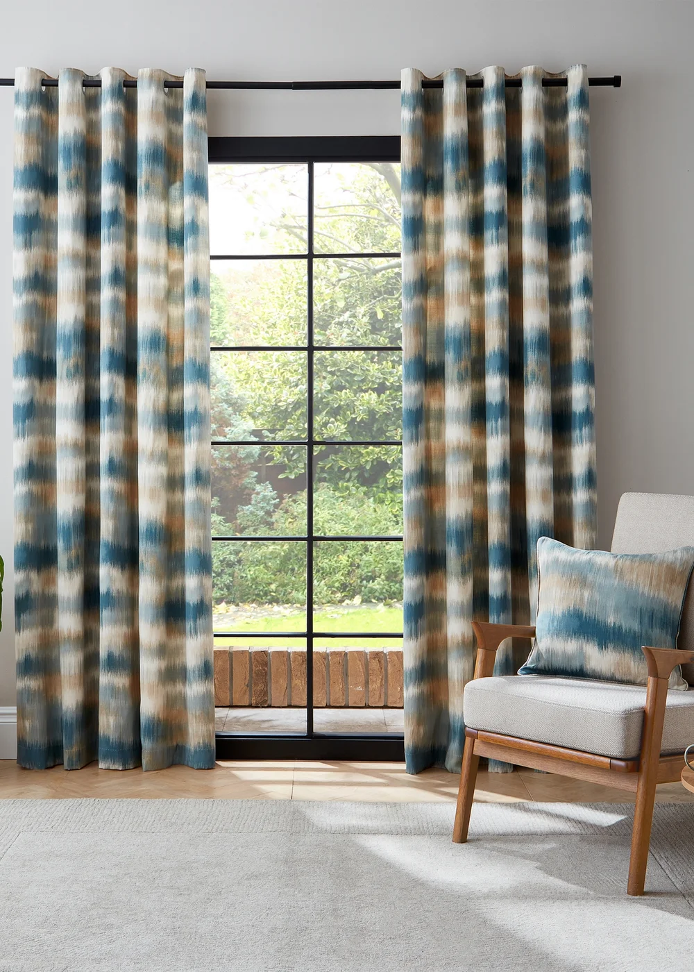 Catherine Lansfield Ombre Texture Thermal Eyelet Curtains Teal Green - 46W X 54D (117x137cm) Image 1