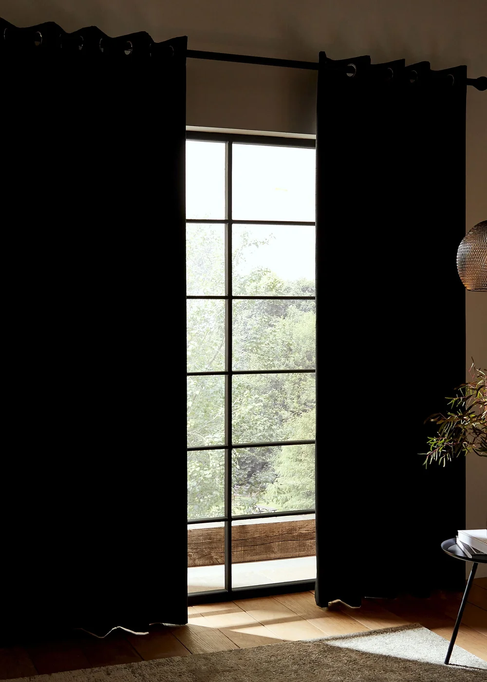 Catherine Lansfield Faux Silk Blackout Thermal Insulating Eyelet Curtains - 46W X 54D (117x137cm) Image 2