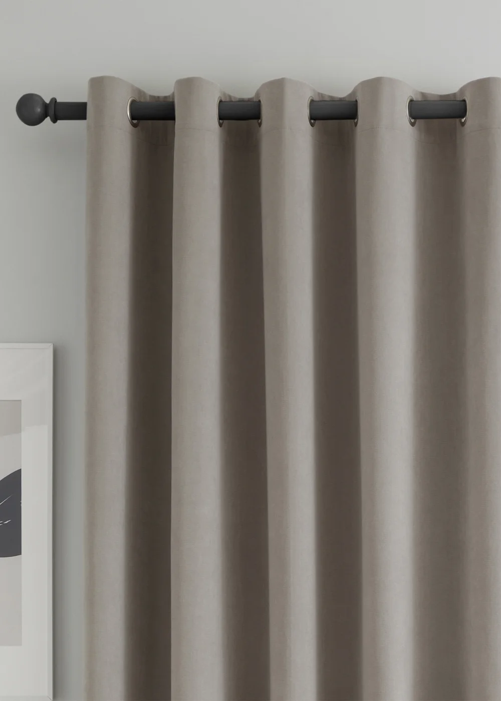 Catherine Lansfield Wilson Velvet Blackout Thermal Eyelet Curtains Grey - 46W X 54D (117x137cm) Image 3
