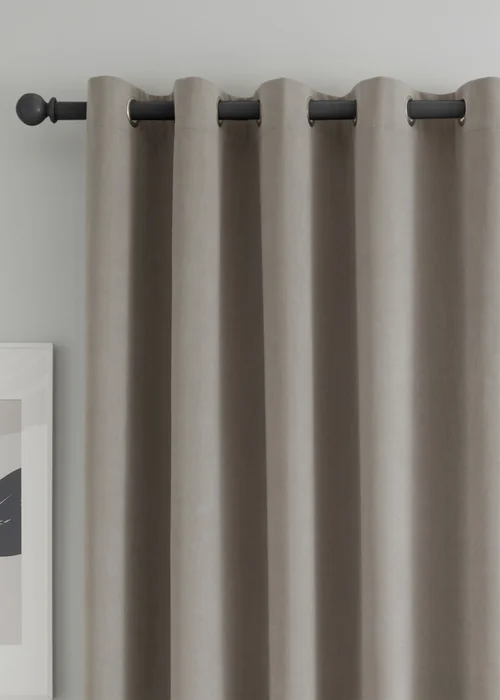 Catherine Lansfield Wilson Velvet Blackout Thermal Eyelet Curtains Grey - 46W X 54D (117x137cm) Image 3