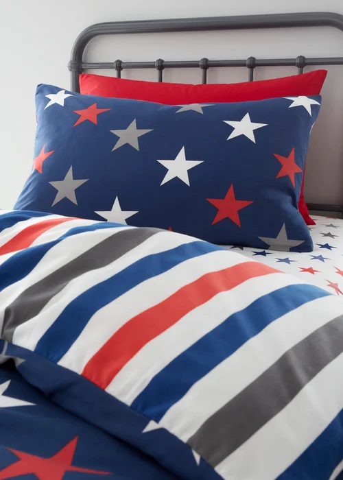 Catherine Lansfield So Soft Stripes and Stars Duvet Cover Set Two Pack - Single Image 3